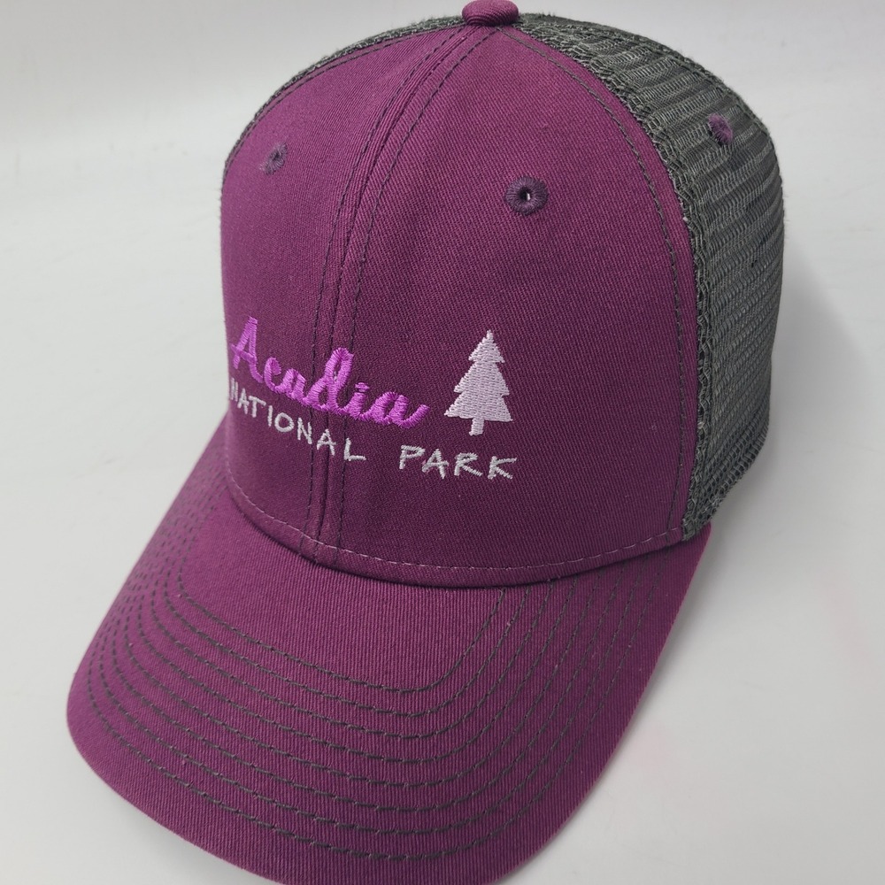Women Acadia National Park Hat Snapback Trucker Mesh Ouray Purple Gray Outdoors